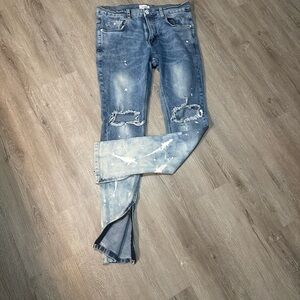 KDNK Blue Distressed Skinny Jeans Size 32